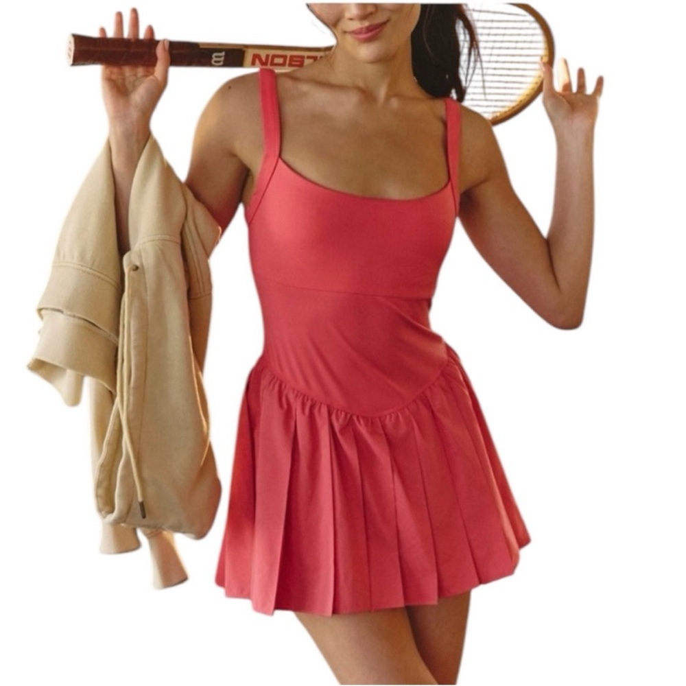 New FP MOVEMENT by Free People Swing Of Things Tennis Dress Pink Sz L